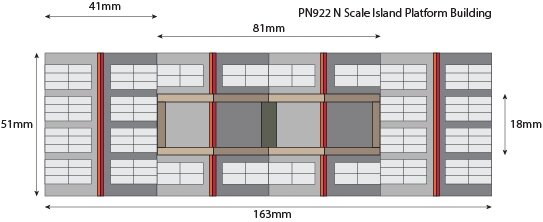 Bouwpakket N: eiland perron wachtkamer met overkapping - Metcalfe - PN922