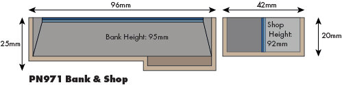 Bouwpakket N: Bank en winkel half relief - Metcalfe - PN971