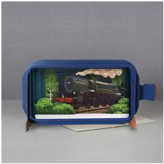 3D pop up wenskaart - message in a bottle - oliver cromwell - trein locomotief | engelsmodelspoor.shop
