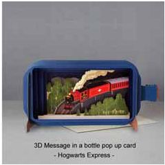 3D pop up wenskaart - message in a bottle - hogwarts express - trein locomotief | engelsmopdelspoor.shop